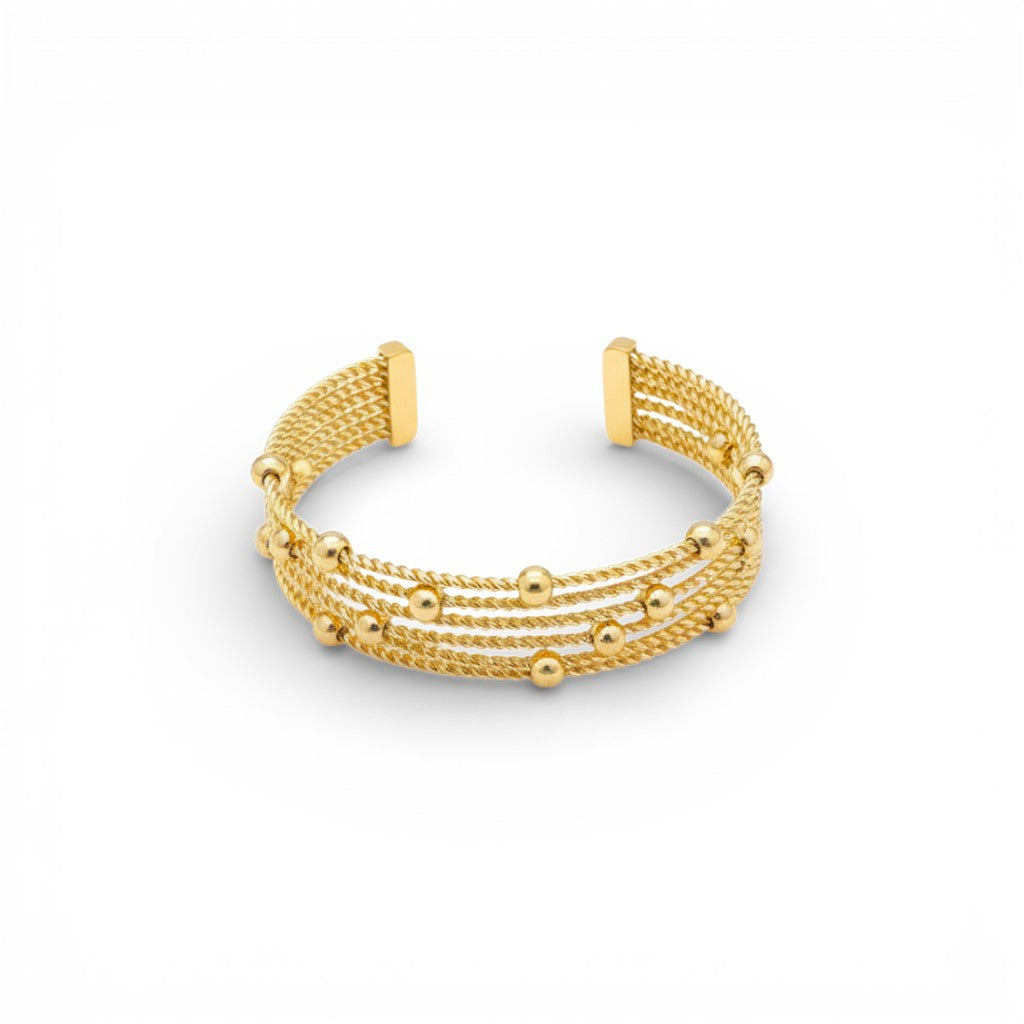 Bracciale Rigido Multifilo con Sfere In Acciaio Inossidabile