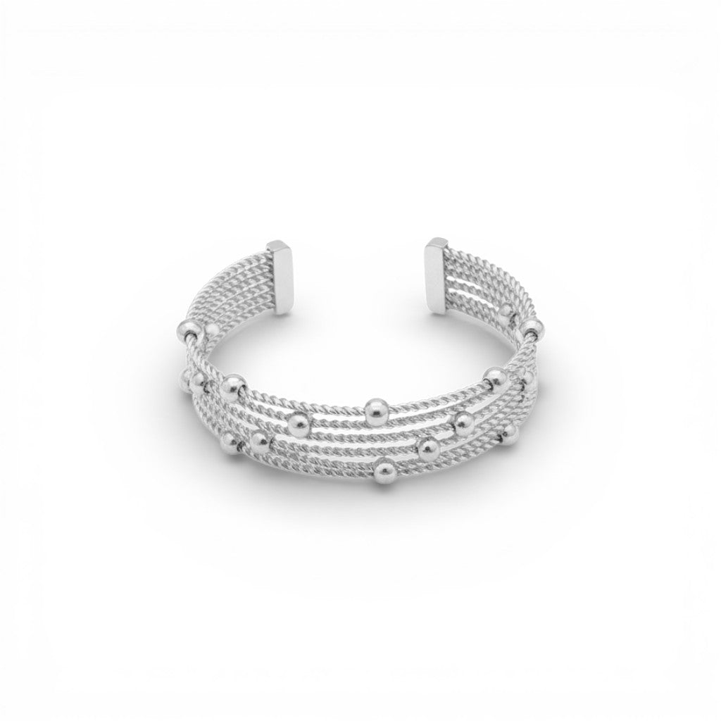 Bracciale Rigido Multifilo con Sfere In Acciaio Inossidabile