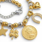 Bracciale Charms Simbolici e Moneta In Acciaio Inossidabile