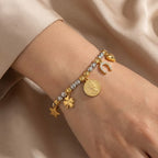 Bracciale Charms Simbolici e Moneta In Acciaio Inossidabile
