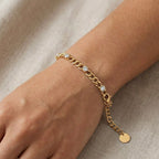 Bracciale Grumetta alternato con Zirconi In Acciaio Inossidabile