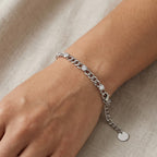 Bracciale Grumetta alternato con Zirconi In Acciaio Inossidabile