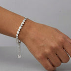 Bracciale Tennis alternato con Cuori e Zirconi In Acciaio Inossidabile