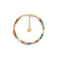 Bracciale con Pietre Multicolore e Perle In Acciaio Inossidabile