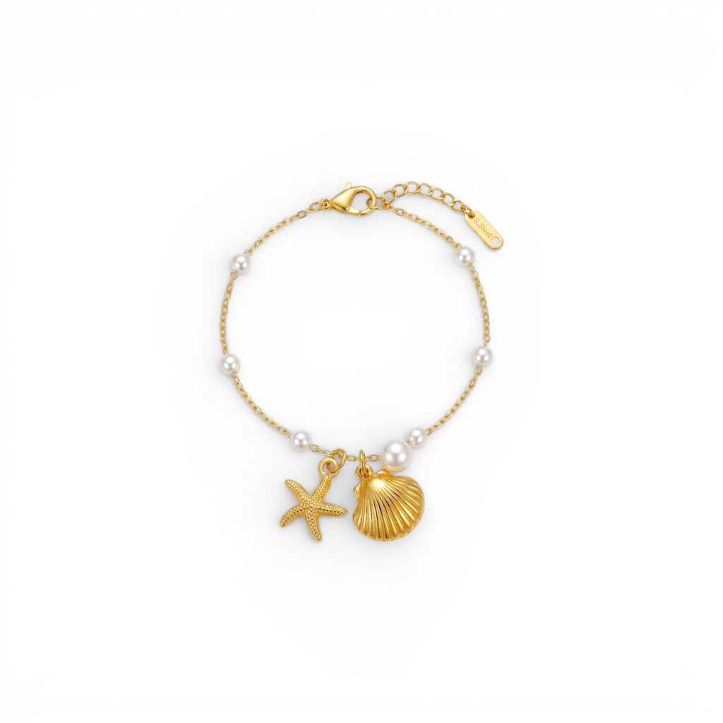 Bracciale Charms Marini e Perle In Acciaio Inossidabile