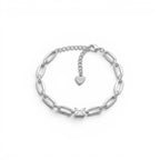 Bracciale Catena Ovale con Zircone Rettangolare In Acciaio Inossidabile