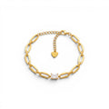 Bracciale Catena Ovale con Zircone Rettangolare In Acciaio Inossidabile