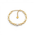 Bracciale Catena Ovale con Zircone Rettangolare In Acciaio Inossidabile