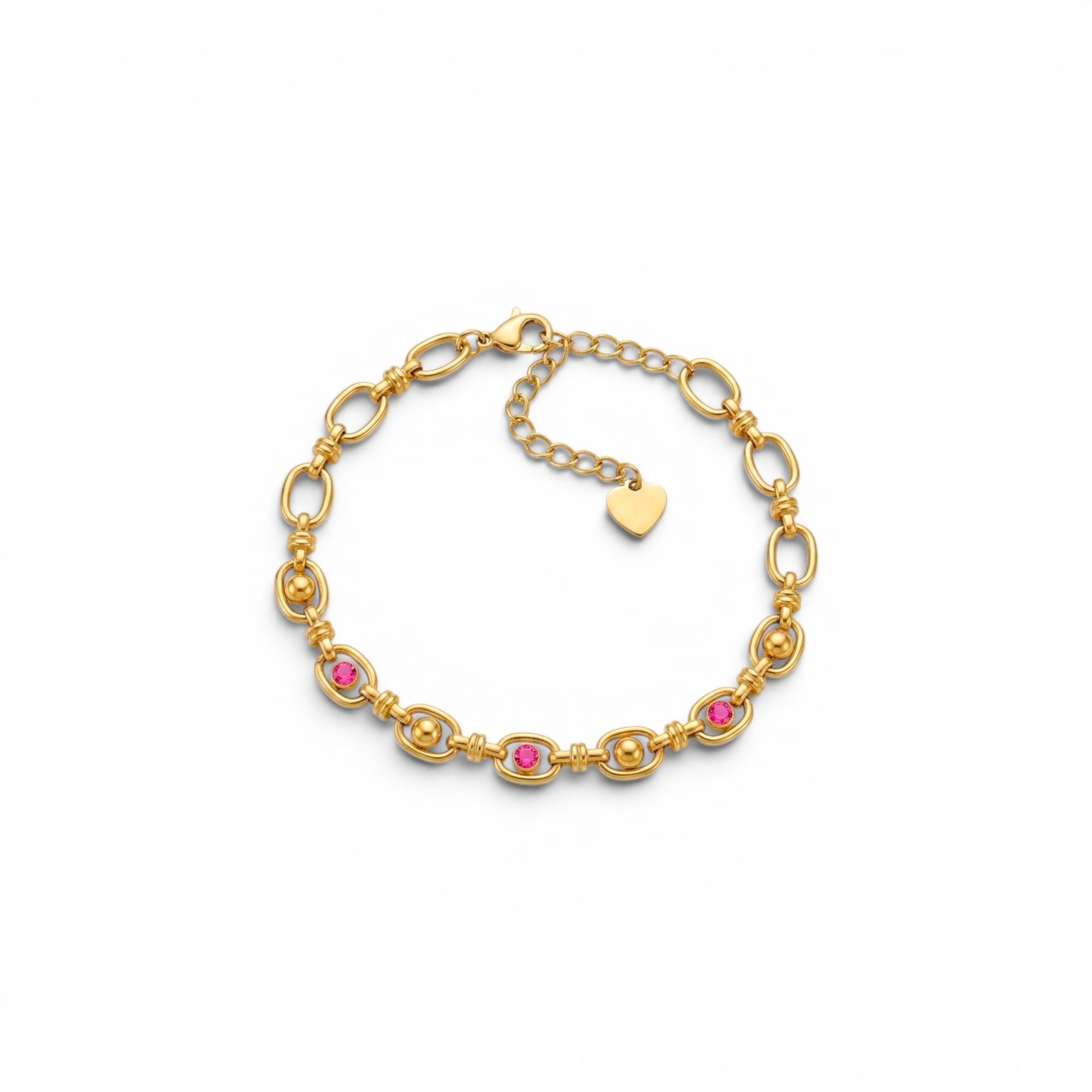Bracciale a Catena con Maglie Ovali e Zirconi In Acciaio Inossidabile
