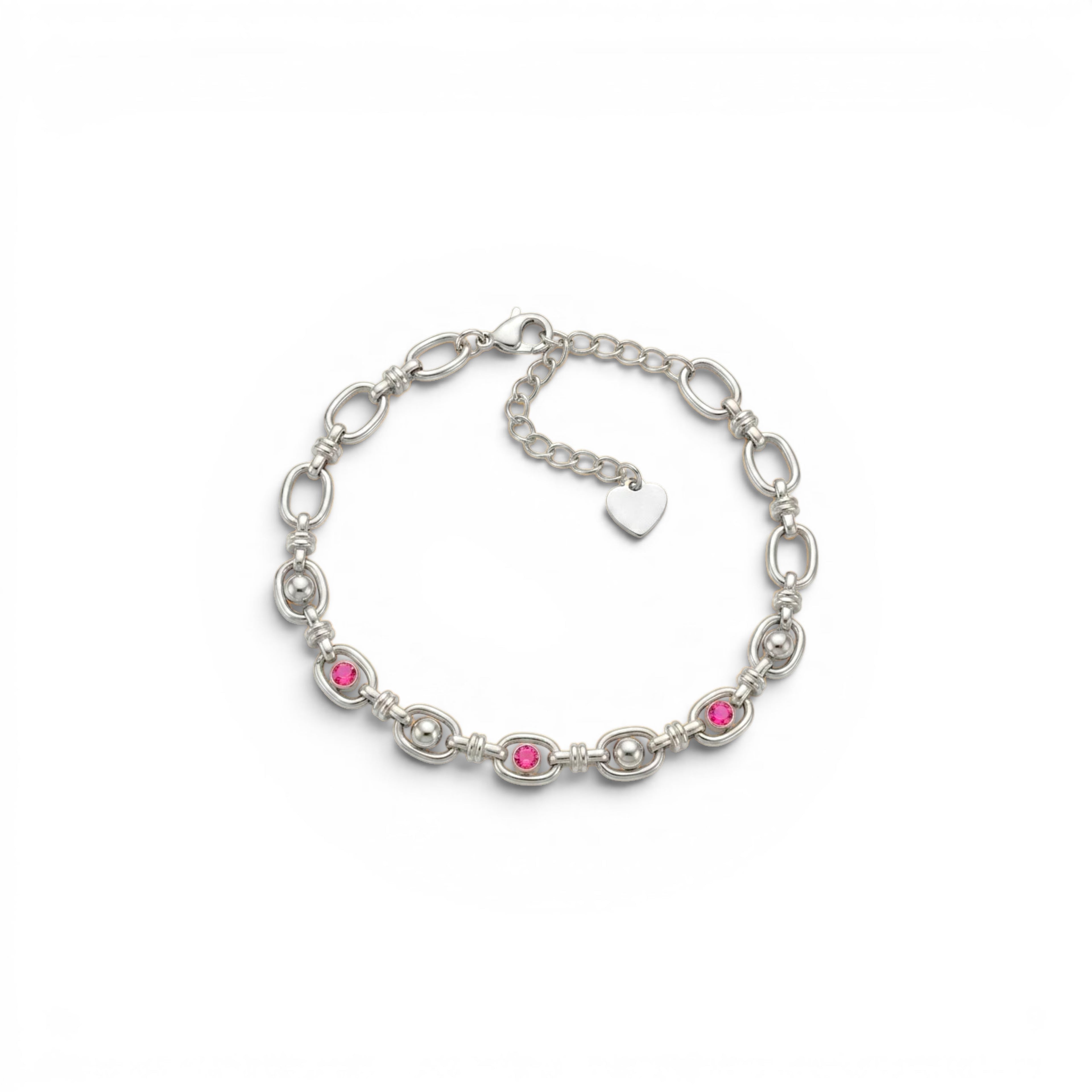 Bracciale a Catena con Maglie Ovali e Zirconi In Acciaio Inossidabile