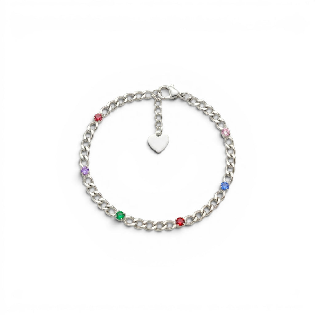 Bracciale a Catena con Zirconi Multicolore In Acciaio Inossidabile