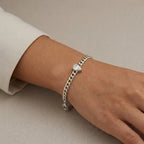 Bracciale Catena Grumetta con Zircone a Goccia In Acciaio Inossidabile