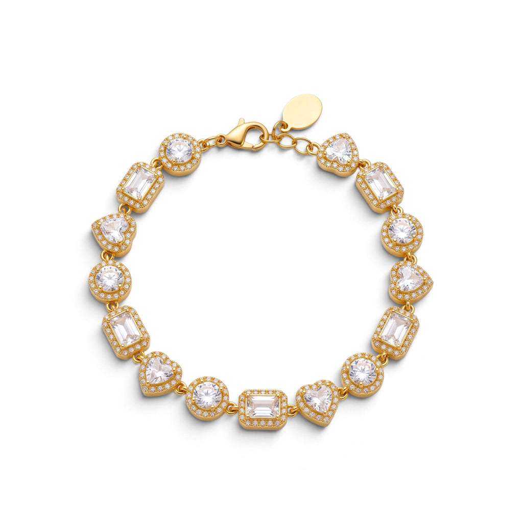 Bracciale Tennis con Zirconi Multicut e Cornice Halo In Acciaio Inossidabile