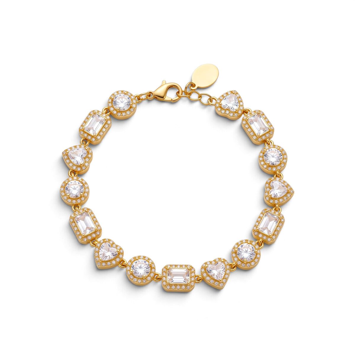 Bracciale Tennis con Zirconi Multicut e Cornice Halo In Acciaio Inossidabile