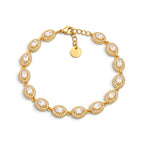 Bracciale Tennis con Zirconi Ovali e Cornice Halo In Acciaio Inossidabile