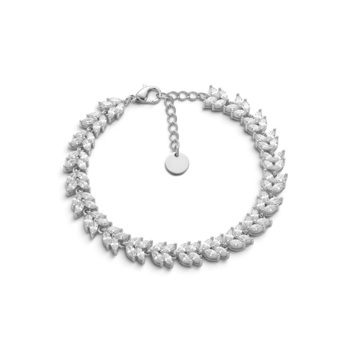Bracciale Tennis con Zirconi a Taglio Marquise e Motivo a Foglia In Acciaio Inossidabile