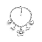Bracciale con Ciondoli Charm e Zirconi In Acciaio Inossidabile