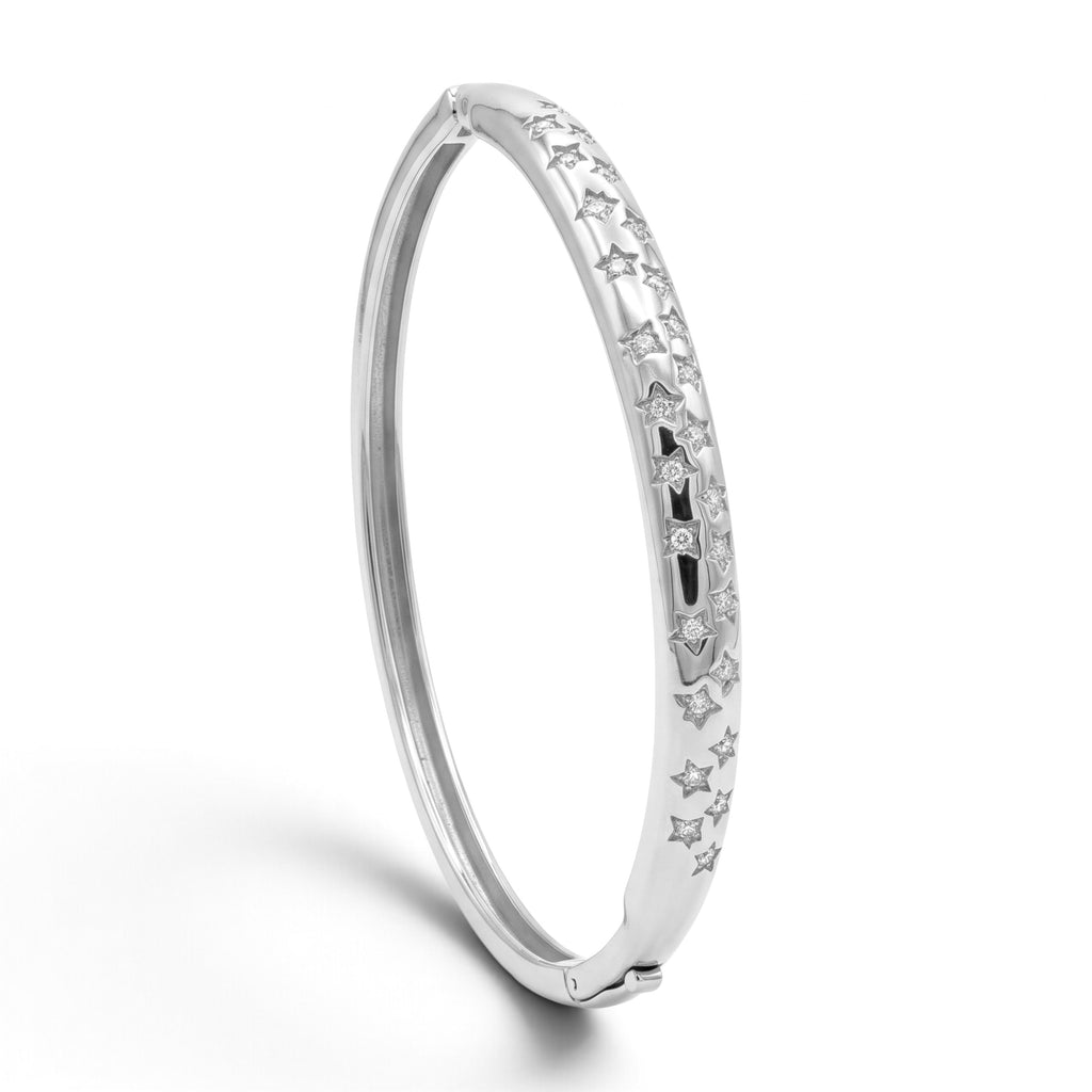 Bracciale Bangle Rigido con Stelle e Zirconi In Acciaio Inossidabile