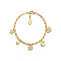 Bracciale con Catena a Sfera e Charm Portafortuna con Zirconi In Acciaio Inossidabile