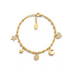 Bracciale con Catena a Sfera e Charm Portafortuna con Zirconi In Acciaio Inossidabile