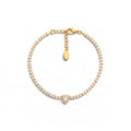 Bracciale Tennis con Zirconi e Charm Cuore Centrale In Acciaio Inossidabile
