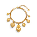 Bracciale con Ciondoli Cuore Sacro e Ex-Voto In Acciaio Inossidabile