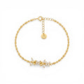 Bracciale Fiori e Farfalle in Pavé e Maglia Chicchi In Argento 925