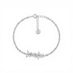 Bracciale Fiori e Farfalle in Pavé e Maglia Chicchi In Argento 925