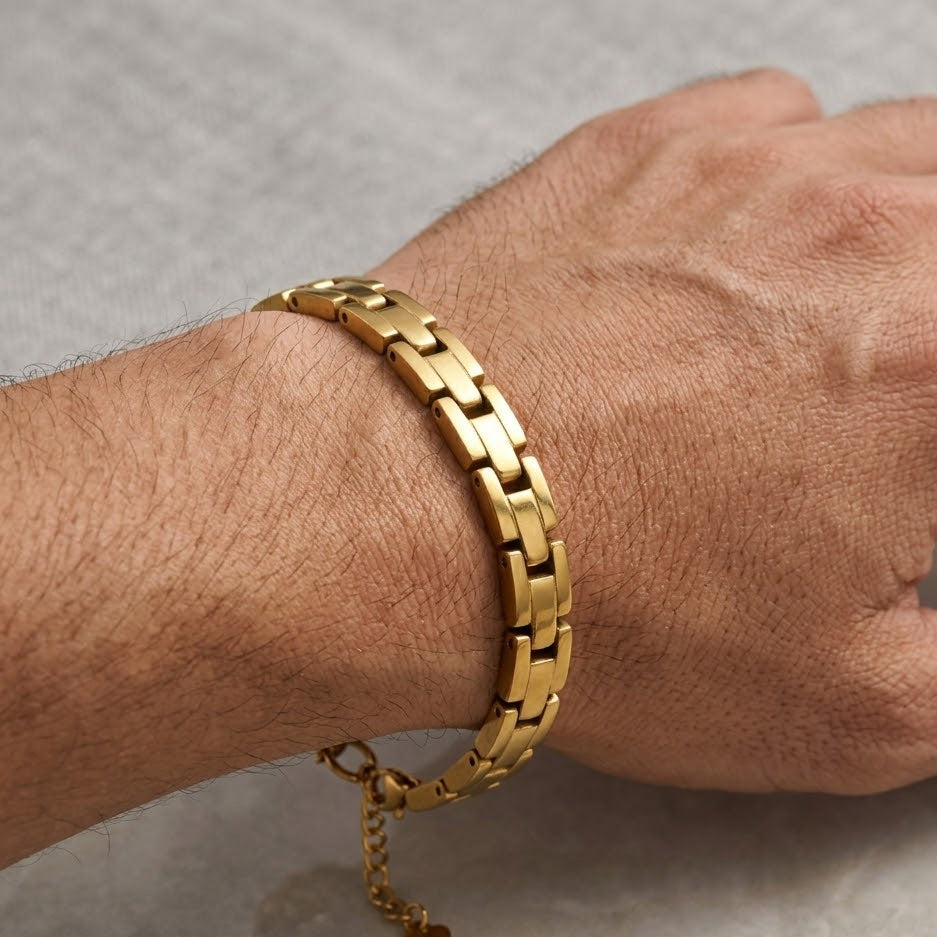 Bracciale a Maglie Geometriche In Acciaio Inossidabile