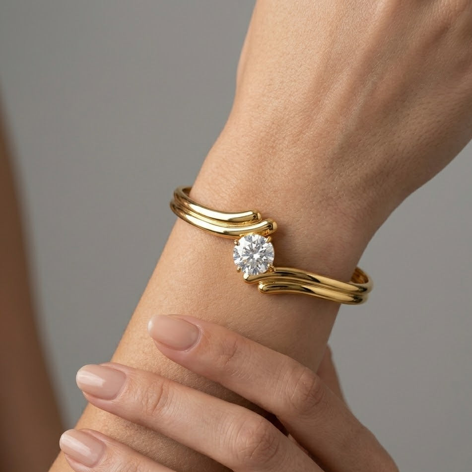 Bracciale Rigido Punto Luce In Acciaio Inossidabile