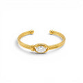 Bracciale Rigido con Pietra Ovale In Acciaio Inossidabile