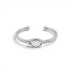 Bracciale Rigido con Pietra Ovale In Acciaio Inossidabile