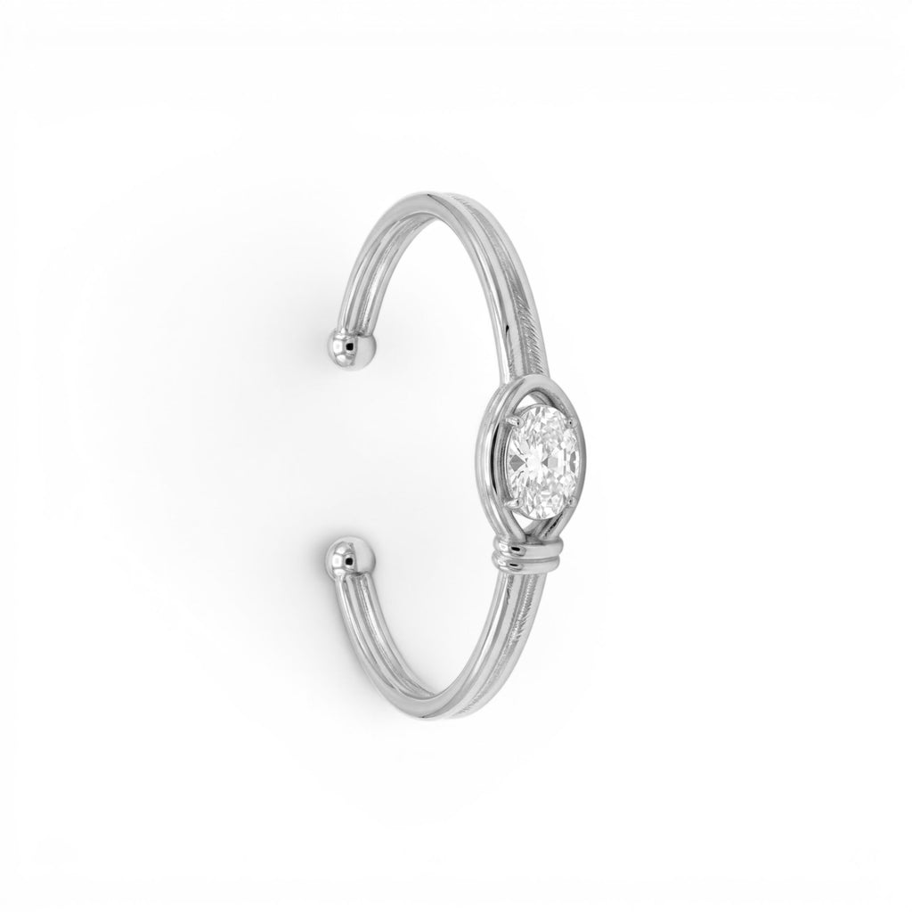 Bracciale Rigido con Pietra Ovale In Acciaio Inossidabile