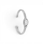 Bracciale Rigido con Pietra Ovale In Acciaio Inossidabile
