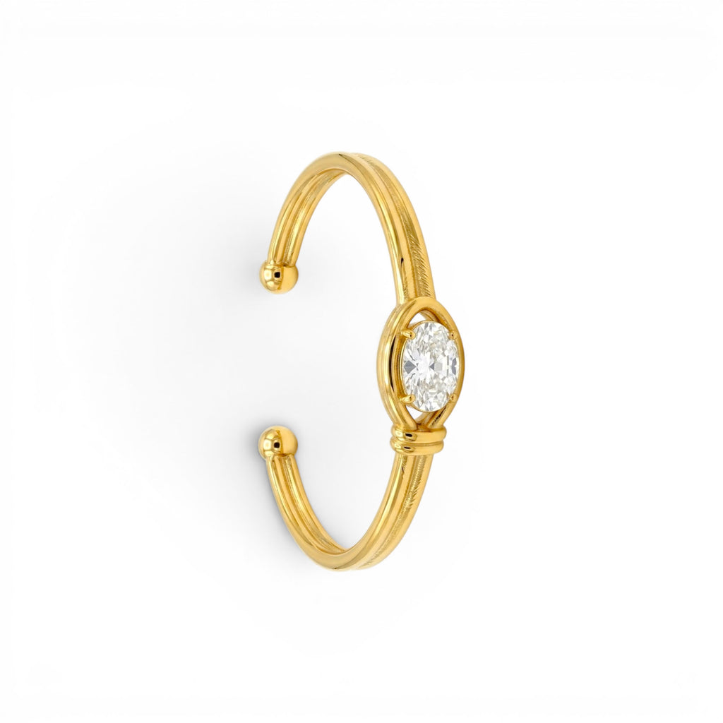 Bracciale Rigido con Pietra Ovale In Acciaio Inossidabile