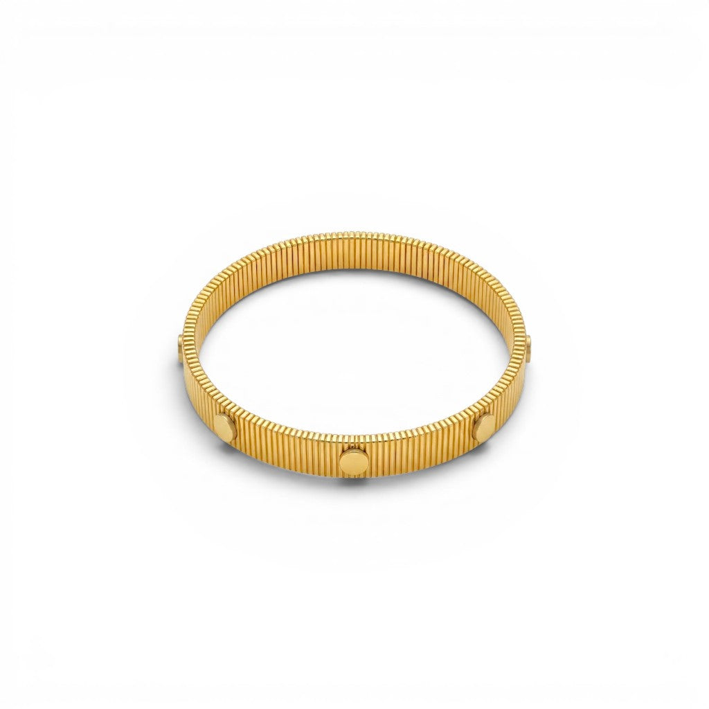 Bracciale Tubogas Rigido con Borchie Piatte In Acciaio Inossidabile