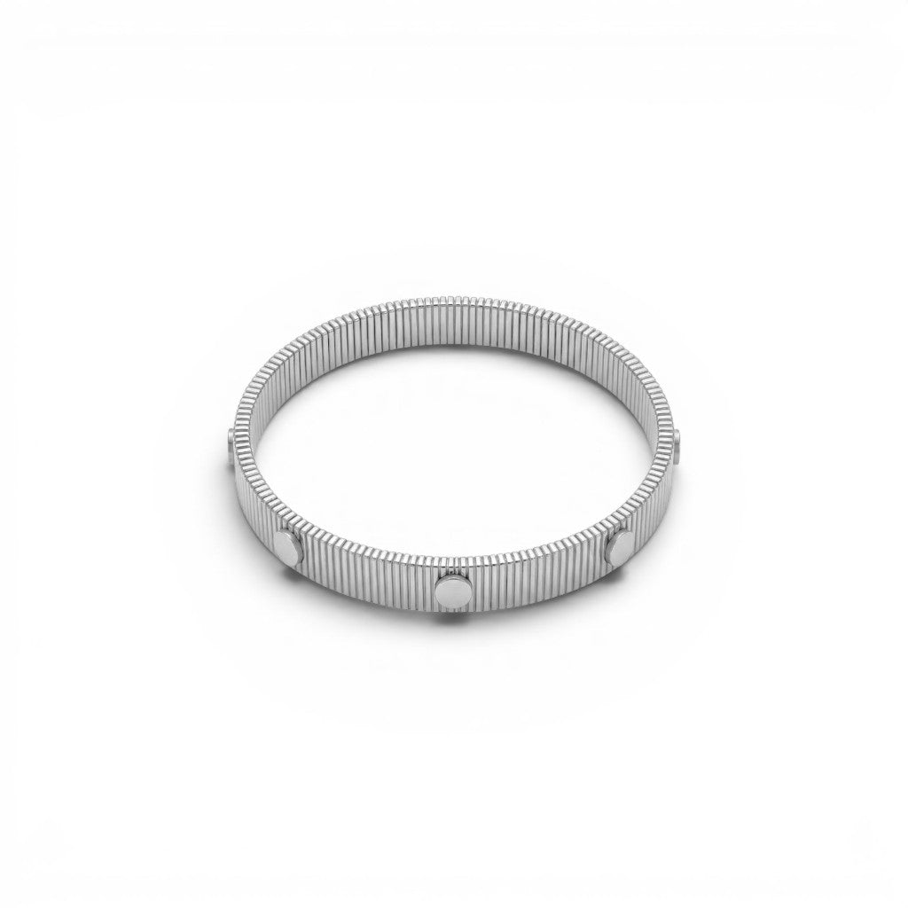 Bracciale Tubogas Rigido con Borchie Piatte In Acciaio Inossidabile