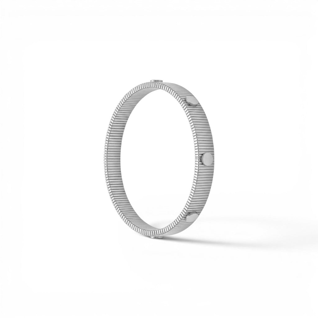 Bracciale Tubogas Rigido con Borchie Piatte In Acciaio Inossidabile
