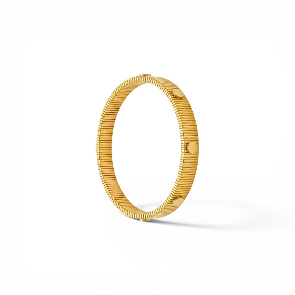 Bracciale Tubogas Rigido con Borchie Piatte In Acciaio Inossidabile