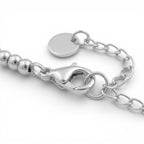 Bracciale Sfere e Multi-Charm con Cuore in Pavé In Acciaio Inossidabile