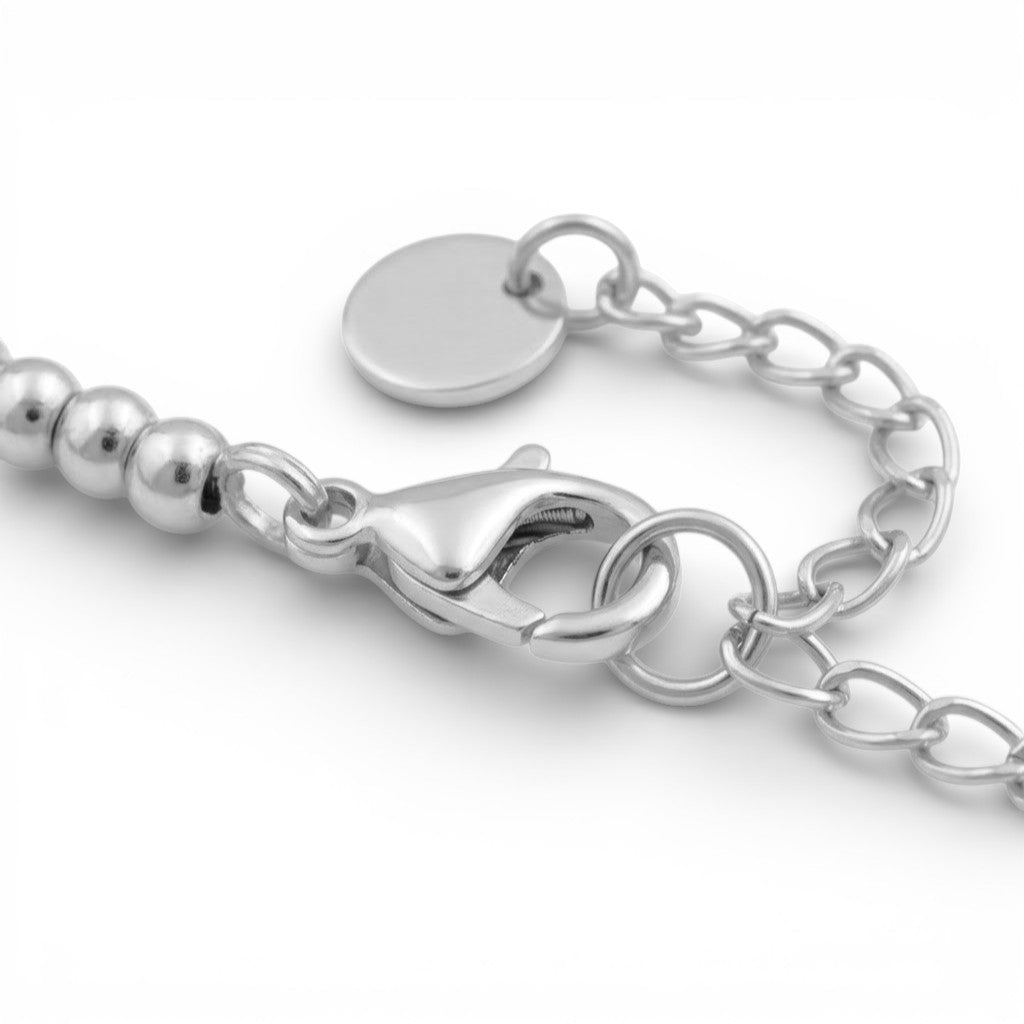 Bracciale Sfere e Multi-Charm con Cuore in Pavé In Acciaio Inossidabile