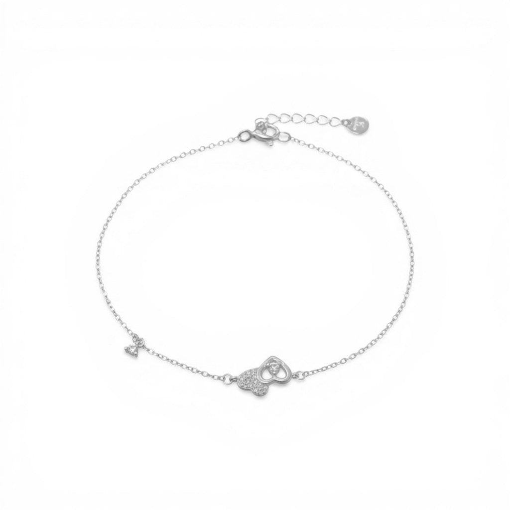 Bracciale Doppio Cuore e Punto Luce In Argento 925