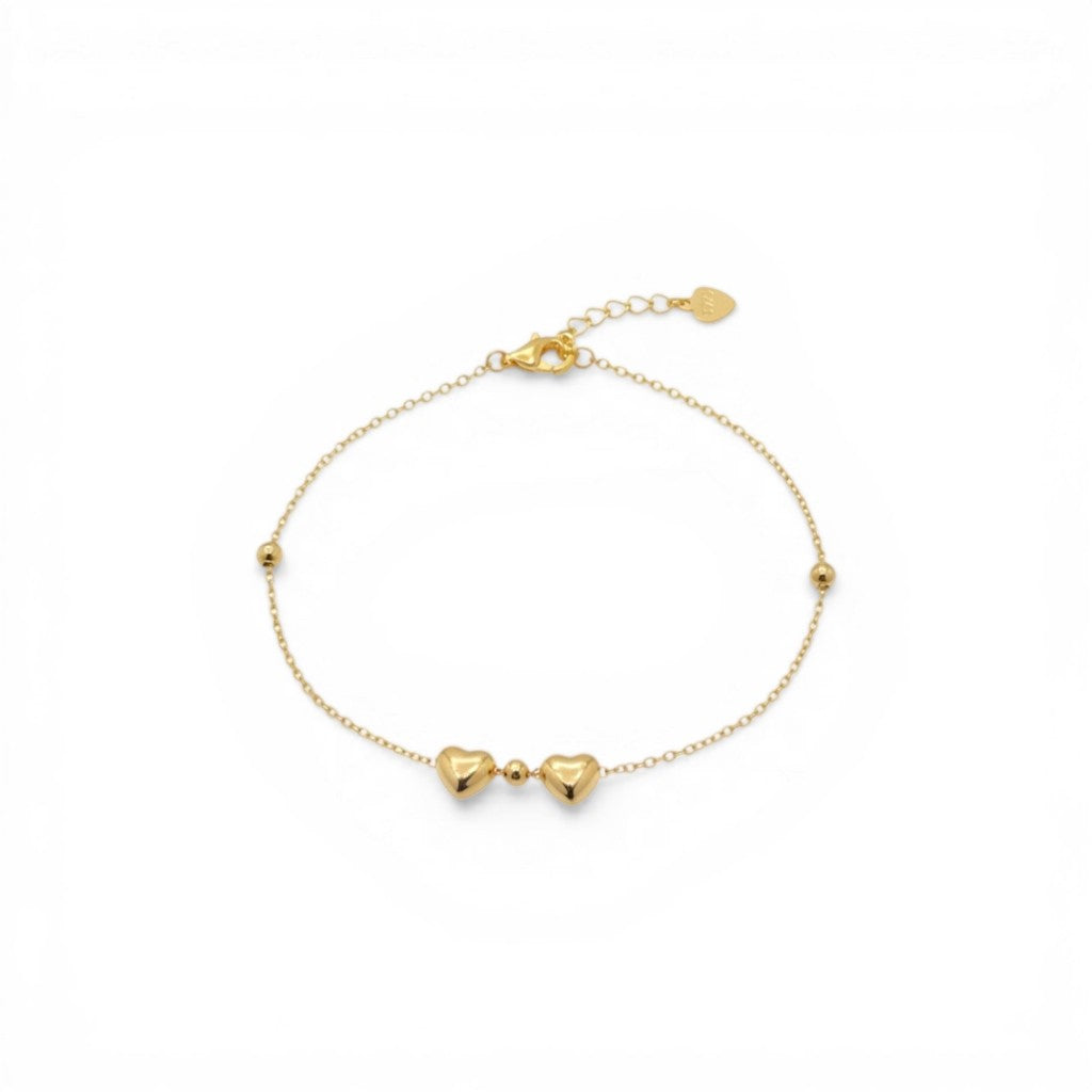 Bracciale con Sfere e Cuori Bombati In Argento 925