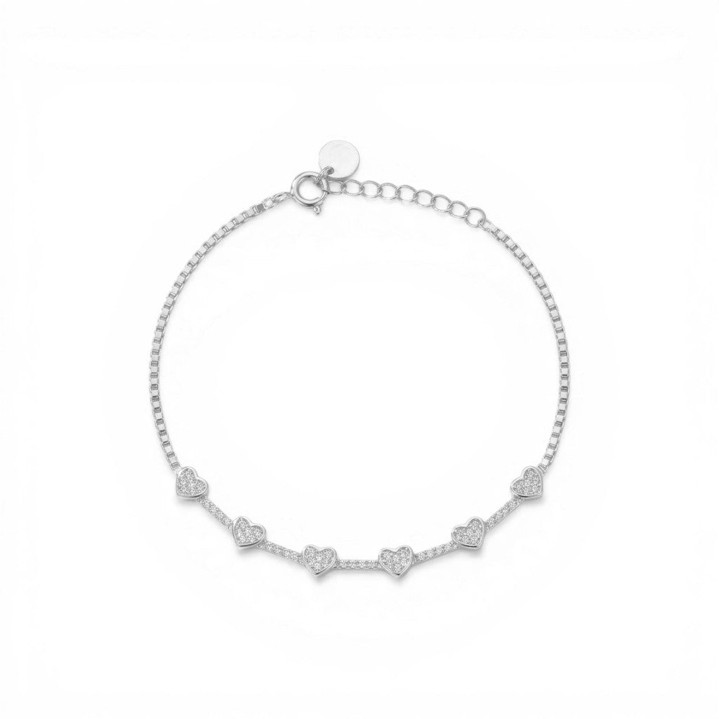 Bracciale Giro di Cuori in Pavé in Argento 925
