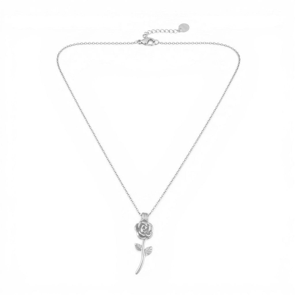 Collana con Pendente a Rosa In Acciaio Inossidabile