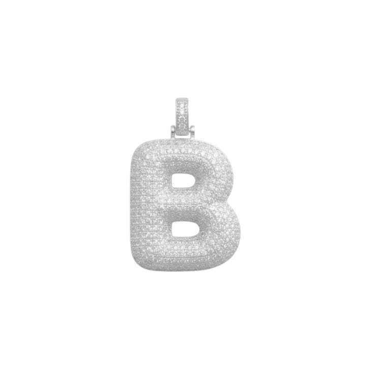 Ciondolo Lettera Bubble Bombato con Pavé di Zirconi