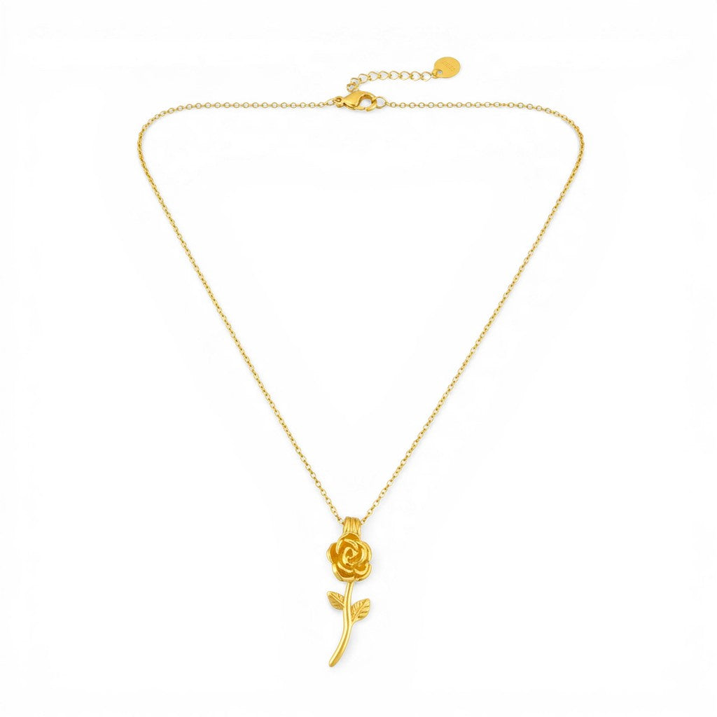 Collana con Pendente a Rosa In Acciaio Inossidabile