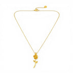 Collana con Pendente a Rosa In Acciaio Inossidabile