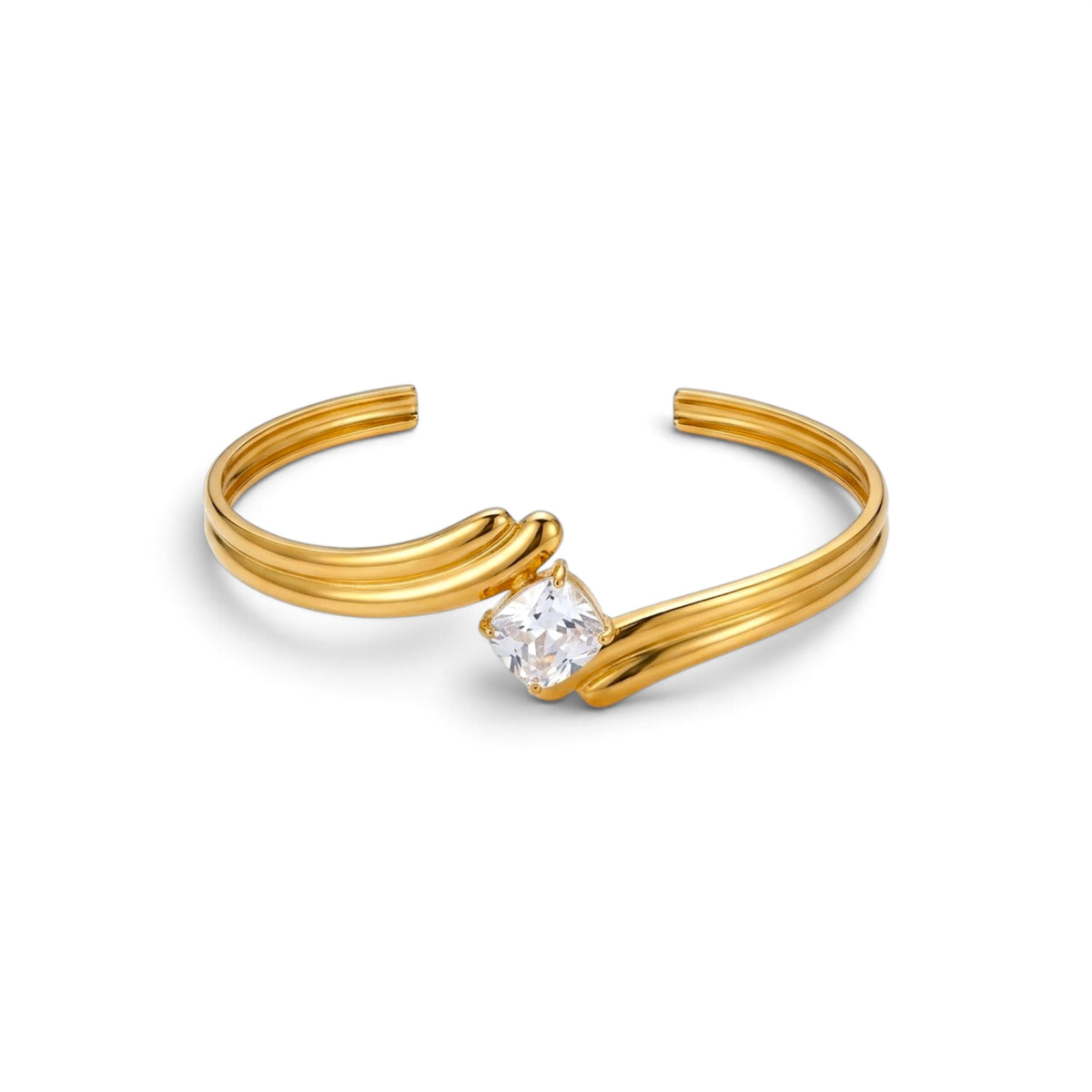 Bracciale Rigido Punto Luce Rettangolare In Acciaio Inossidabile