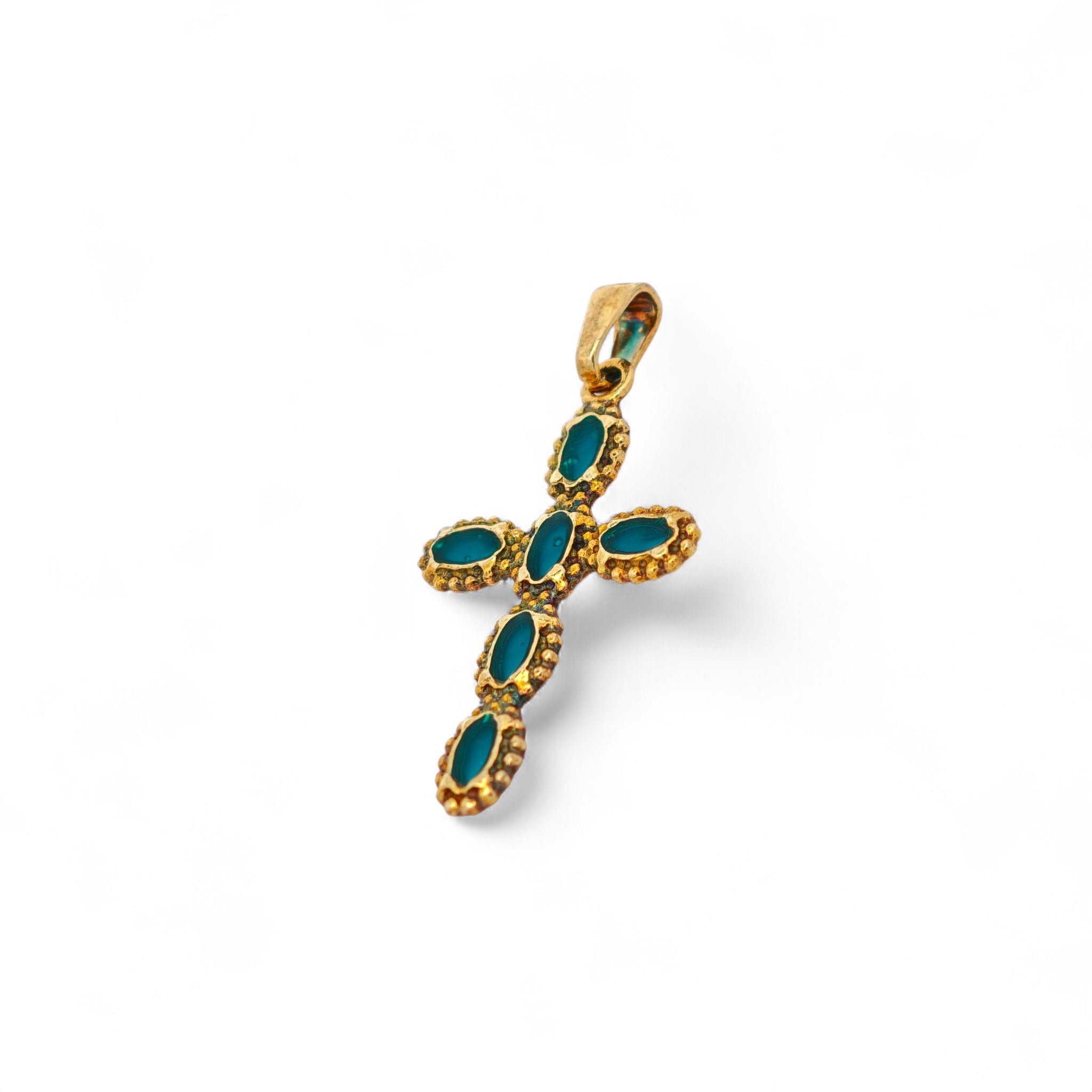 Croce verde elegante in Argento